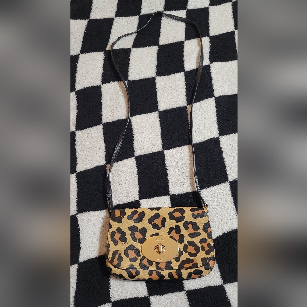 Leopard print coach purse crossbody bag COA